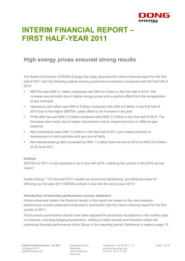 Thumbnail Ørsted Financial Report 2011-h1