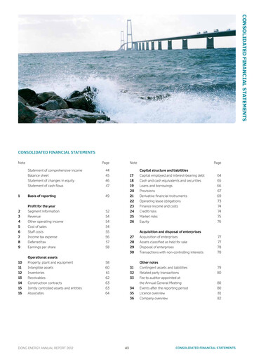 Thumbnail Ørsted Financial Statement 2012