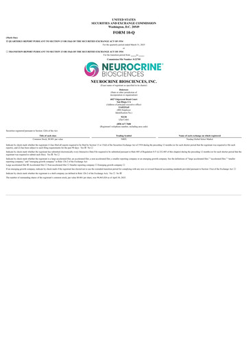 Vorschaubild Neurocrine Biosciences
 Quartalsbericht 2025-q1