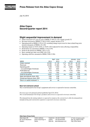 Thumbnail Atlas Copco
 Quarterly Report 2014-q2