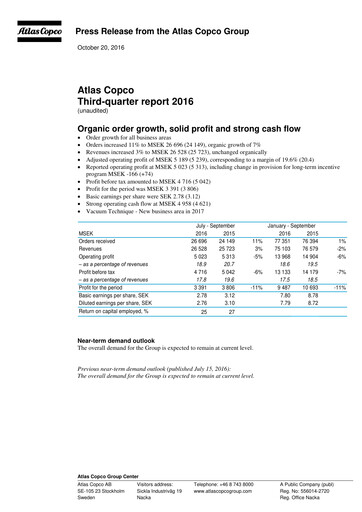 Thumbnail Atlas Copco
 Quarterly Report 2016-q3