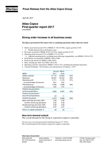 Thumbnail Atlas Copco
 Quarterly Report 2017-q1