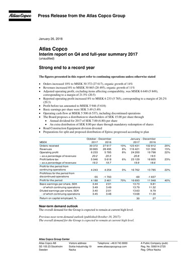 Thumbnail Atlas Copco
 Quarterly Report 2017-q4