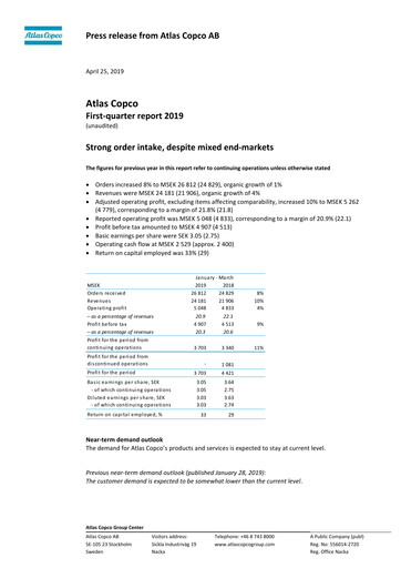 Thumbnail Atlas Copco
 Quarterly Report 2019-q1