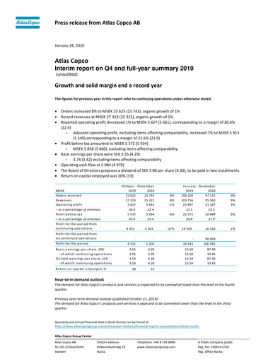Thumbnail Atlas Copco
 Quarterly Report 2019-q4
