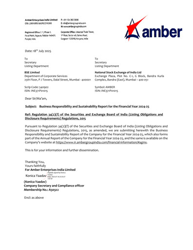 Thumbnail Amber Enterprises India
 ESG Report 2024-2025