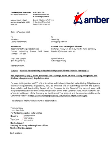 Thumbnail Amber Enterprises India
 ESG Report 2025-2026