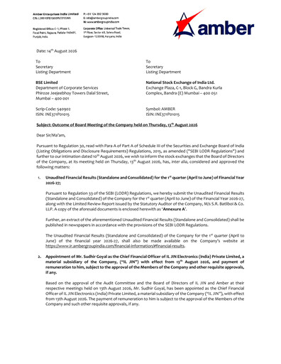 Thumbnail Amber Enterprises India
 Quarterly Report 2026-q1