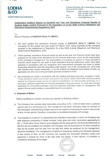 Thumbnail Sunteck Realty
 Financial Statement 2018-2019