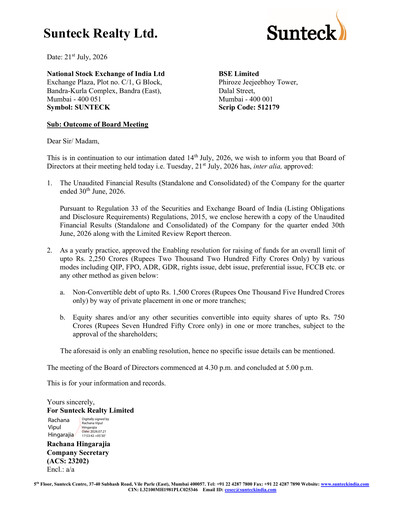 Thumbnail Sunteck Realty
 Quarterly Report 2026-q1