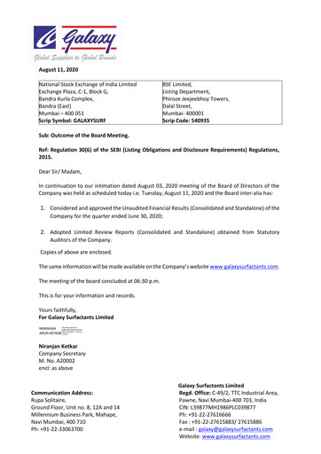 Vorschaubild Galaxy Surfactants
 Quartalsbericht 2020-q1