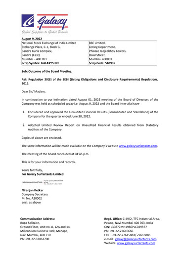 Vorschaubild Galaxy Surfactants
 Quartalsbericht 2022-q1