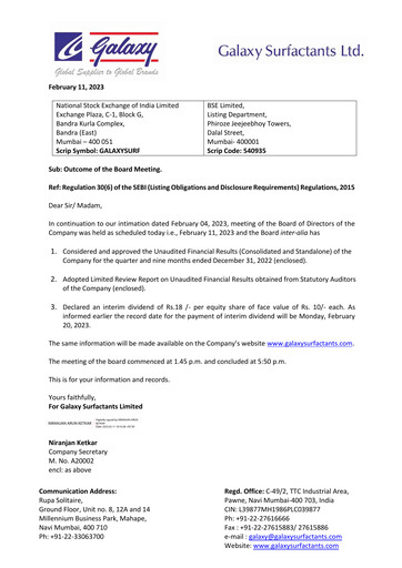 Vorschaubild Galaxy Surfactants
 Quartalsbericht 2022-q3