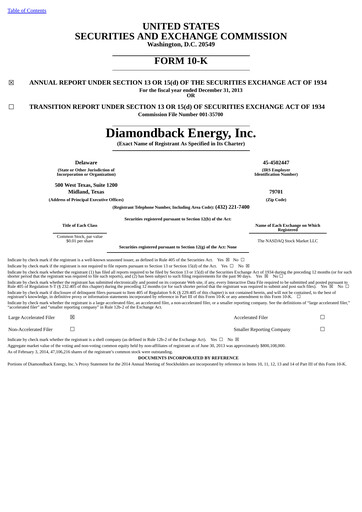 Thumbnail Diamondback Energy
 Annual Report 2013