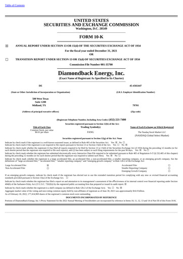 Miniature Diamondback Energy
 Rapport annuel 2021