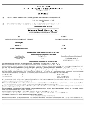 Thumbnail Diamondback Energy
 Annual Report 2022