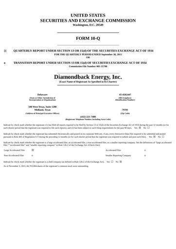 Thumbnail Diamondback Energy
 Quarterly Report 2015-q3