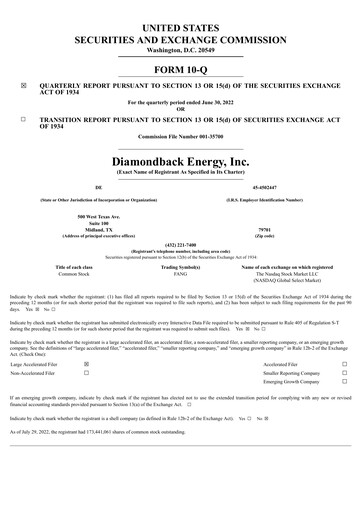 Thumbnail Diamondback Energy
 Quarterly Report 2022-q2