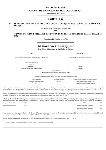 Thumbnail Diamondback Energy
 Quarterly Report 2025-q2