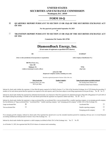 Thumbnail Diamondback Energy
 Quarterly Report 2025-q3