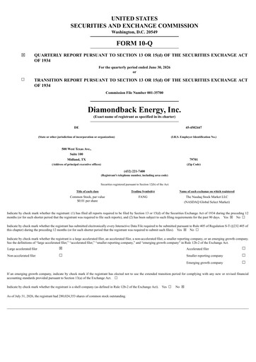 Thumbnail Diamondback Energy
 Quarterly Report 2026-q2