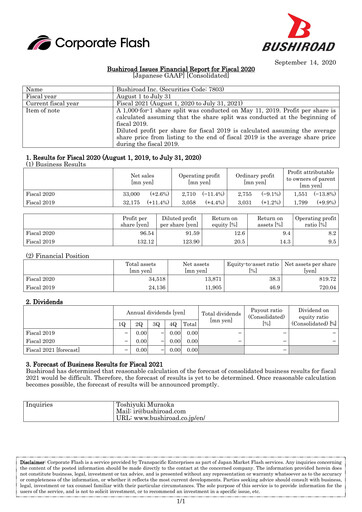 Thumbnail Bushiroad Financial Report fy2020