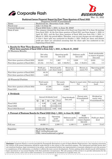 Thumbnail Bushiroad Quarterly Report fy2022-q3