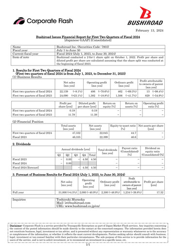 Thumbnail Bushiroad Quarterly Report fy2024-q2