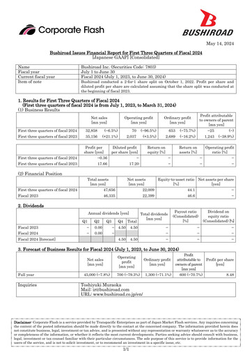 Thumbnail Bushiroad Quarterly Report fy2024-q3