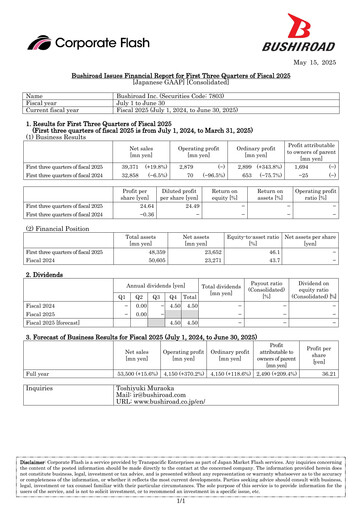 Thumbnail Bushiroad Quarterly Report fy2025-q3