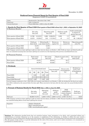 Thumbnail Bushiroad Quarterly Report fy2026-q1
