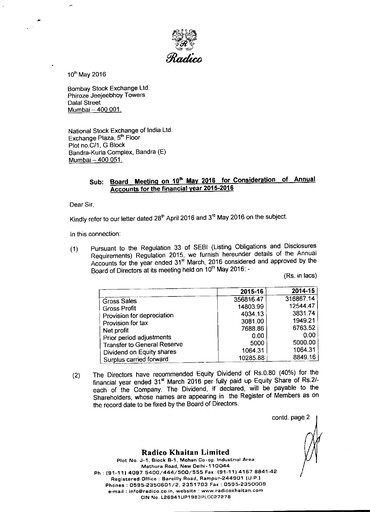 Thumbnail Radico Khaitan
 Financial Statement 2015-2016
