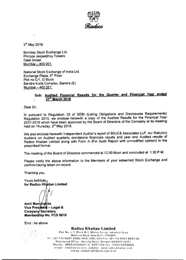 Thumbnail Radico Khaitan
 Financial Statement 2017-2018