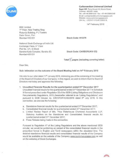 Thumbnail Carborundum Universal Quarterly Report 2017-q4