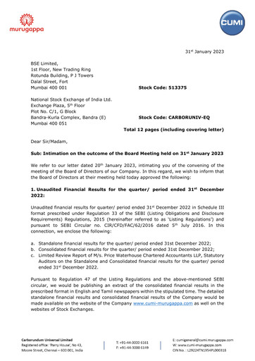 Thumbnail Carborundum Universal Quarterly Report 2022-q4