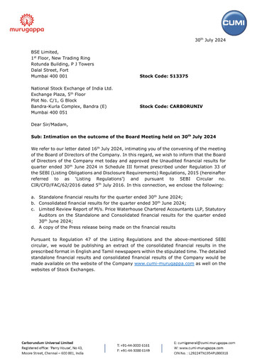 Thumbnail Carborundum Universal Quarterly Report 2024-q1