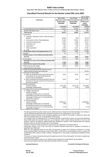 Miniature BASF India Rapport trimestriel 2009-q1