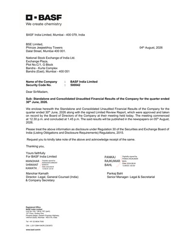 Thumbnail BASF India Quarterly Report 2026-q2