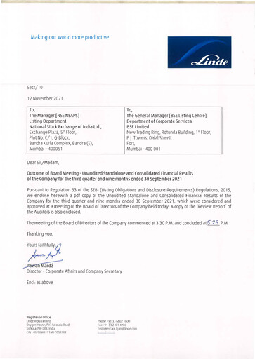 Thumbnail Linde India Quarterly Report 2021-q3