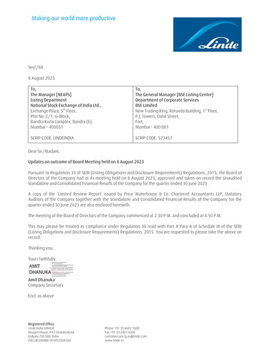 Thumbnail Linde India Quarterly Report 2023-q1