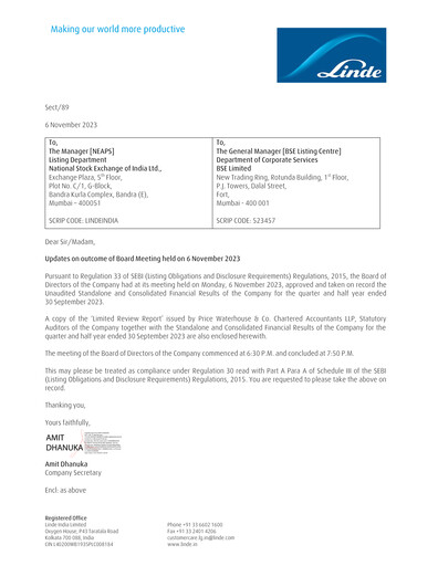 Thumbnail Linde India Quarterly Report 2023-q2