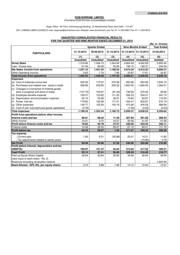Thumbnail DCM Shriram Quarterly Report 2015-q3