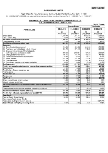 Thumbnail DCM Shriram Quarterly Report 2016-q1