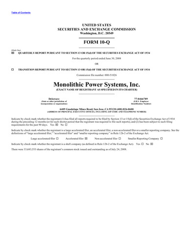 Thumbnail Monolithic Power Systems Quarterly Report 2008-q2
