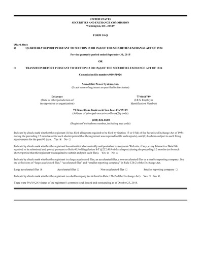 Thumbnail Monolithic Power Systems Quarterly Report 2015-q3