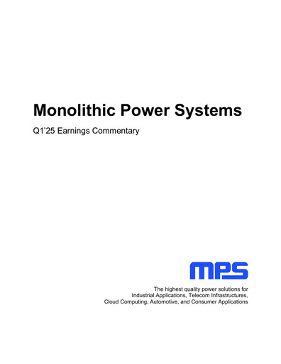 Thumbnail Monolithic Power Systems Quarterly Report 2025-q1