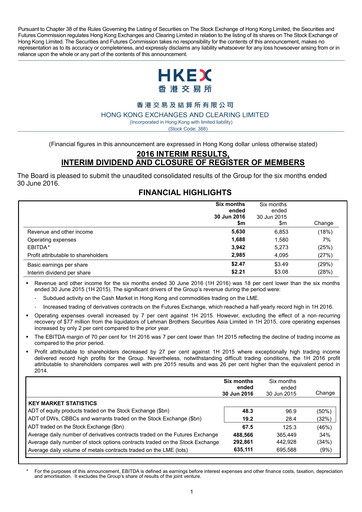 Thumbnail Hong Kong Exchanges & Clearing Financial Report 2016-h1