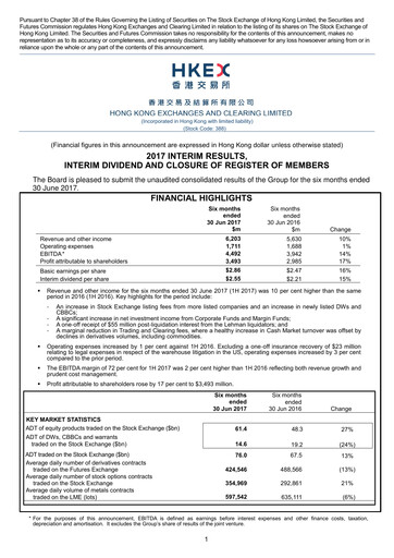 Thumbnail Hong Kong Exchanges & Clearing Financial Report 2017-h1