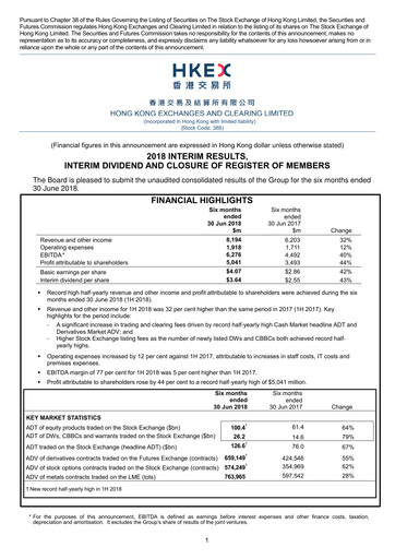 Thumbnail Hong Kong Exchanges & Clearing Financial Report 2018-h1