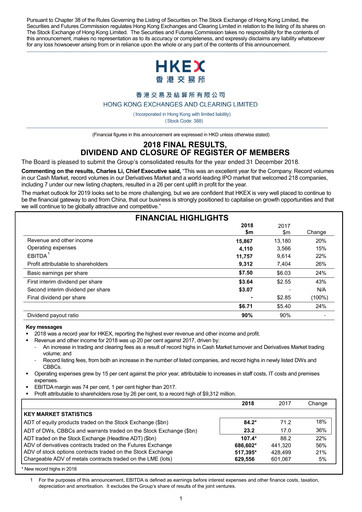 Thumbnail Hong Kong Exchanges & Clearing Financial Report 2018